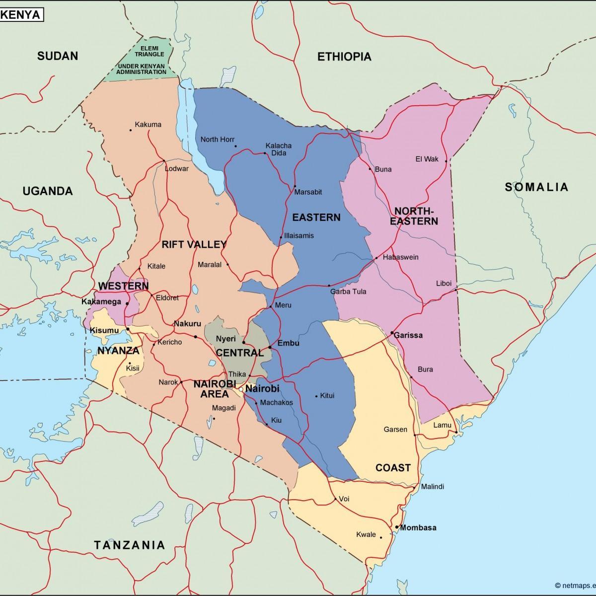 зураг улс төрийн газрын зураг Кени